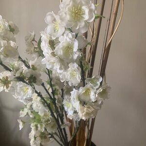 White and Green Faux Floral Accent Arrangement